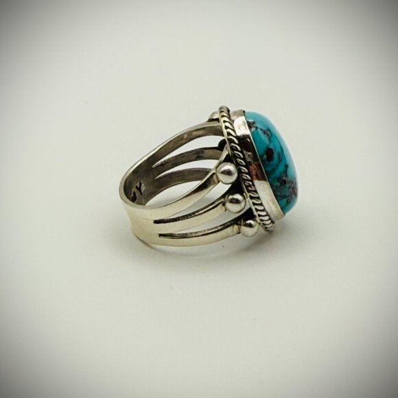 Navajo Sterling Turquoise Ring – Size 6 – Signed “Y” - Picture 2 of 5